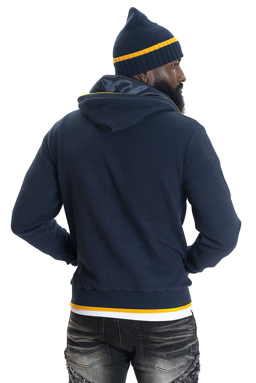 M4432 Amalfi Knit Hoodie - Navy