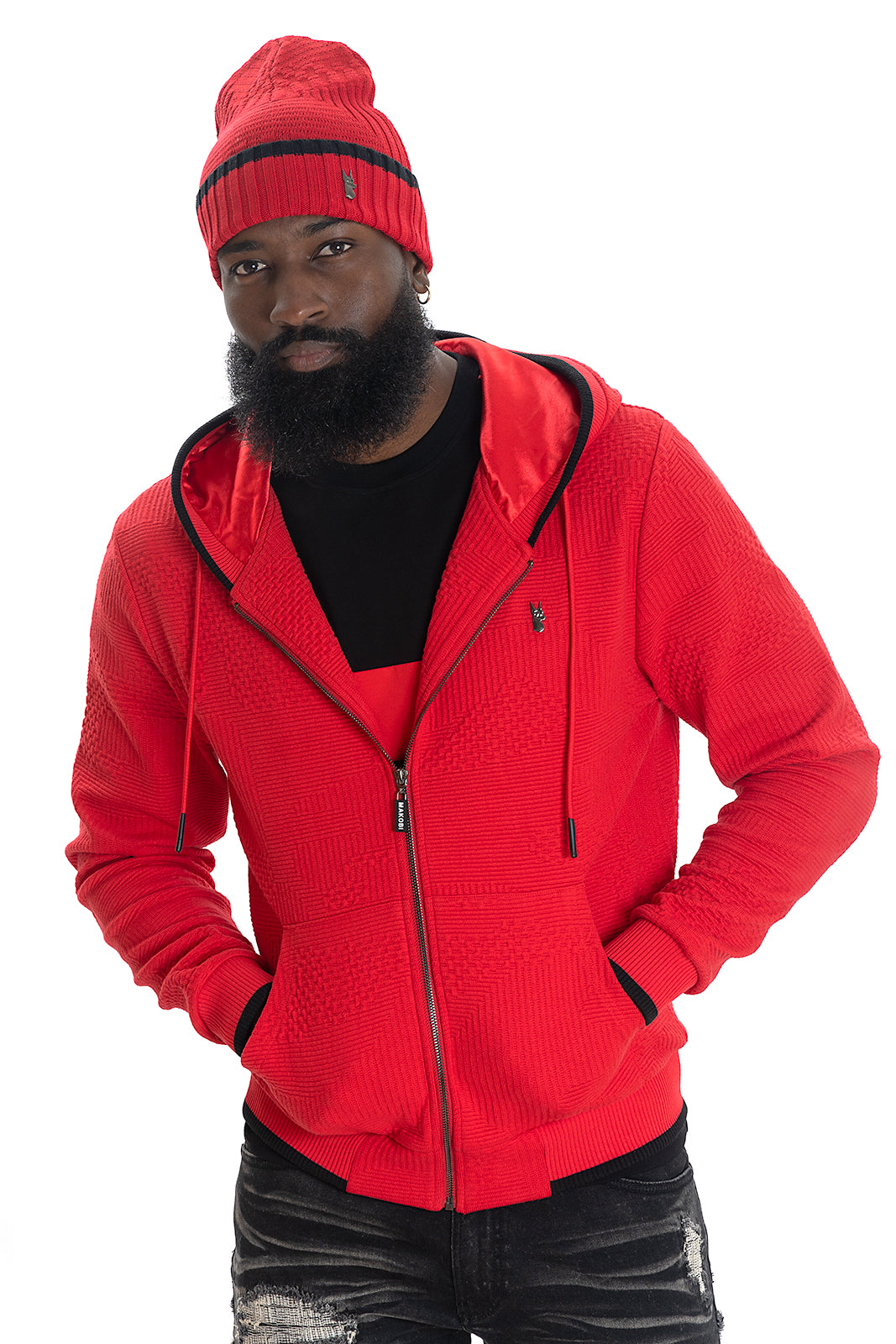 M4432 Amalfi Knit Hoodie - Red