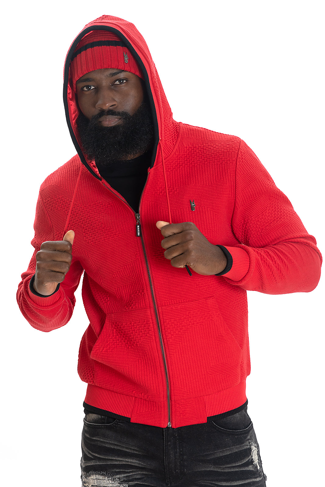 M4432 Amalfi Knit Hoodie - Red