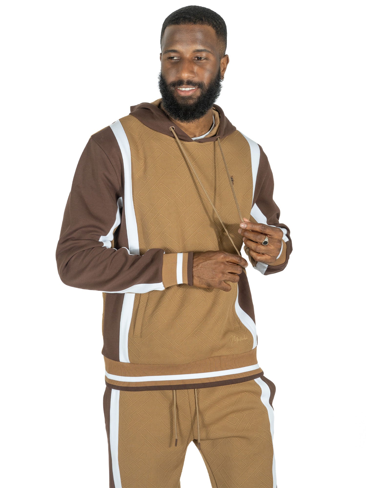 M4490 Beanchi Jacquard Hoodie Set - Mocha