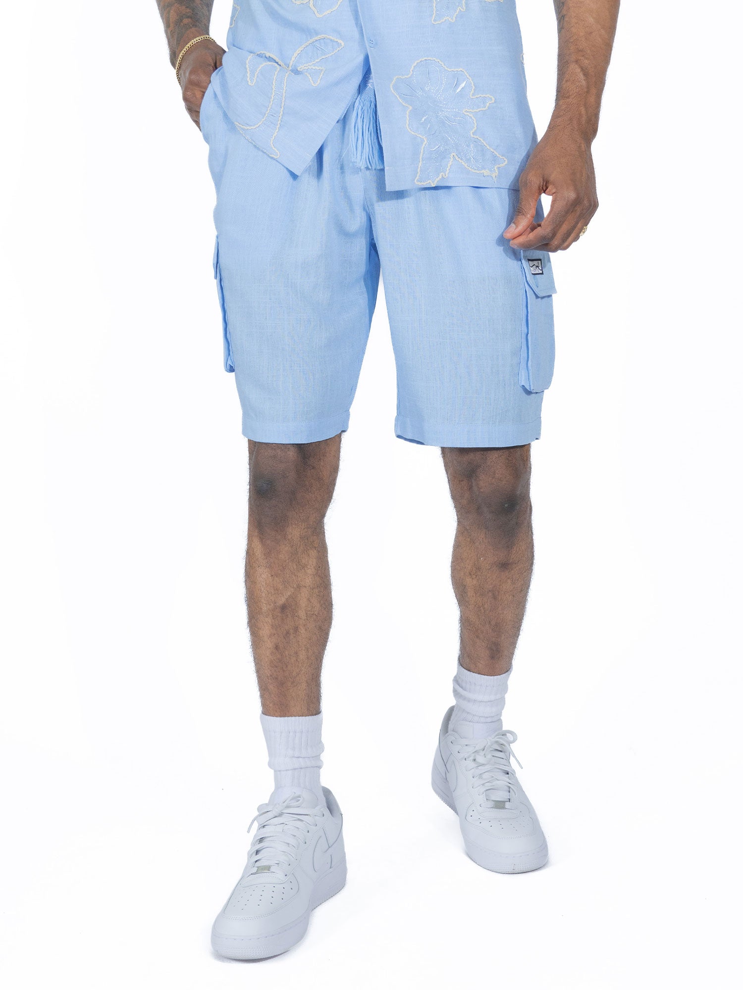 M632 Levonia Linen Shorts - Blue