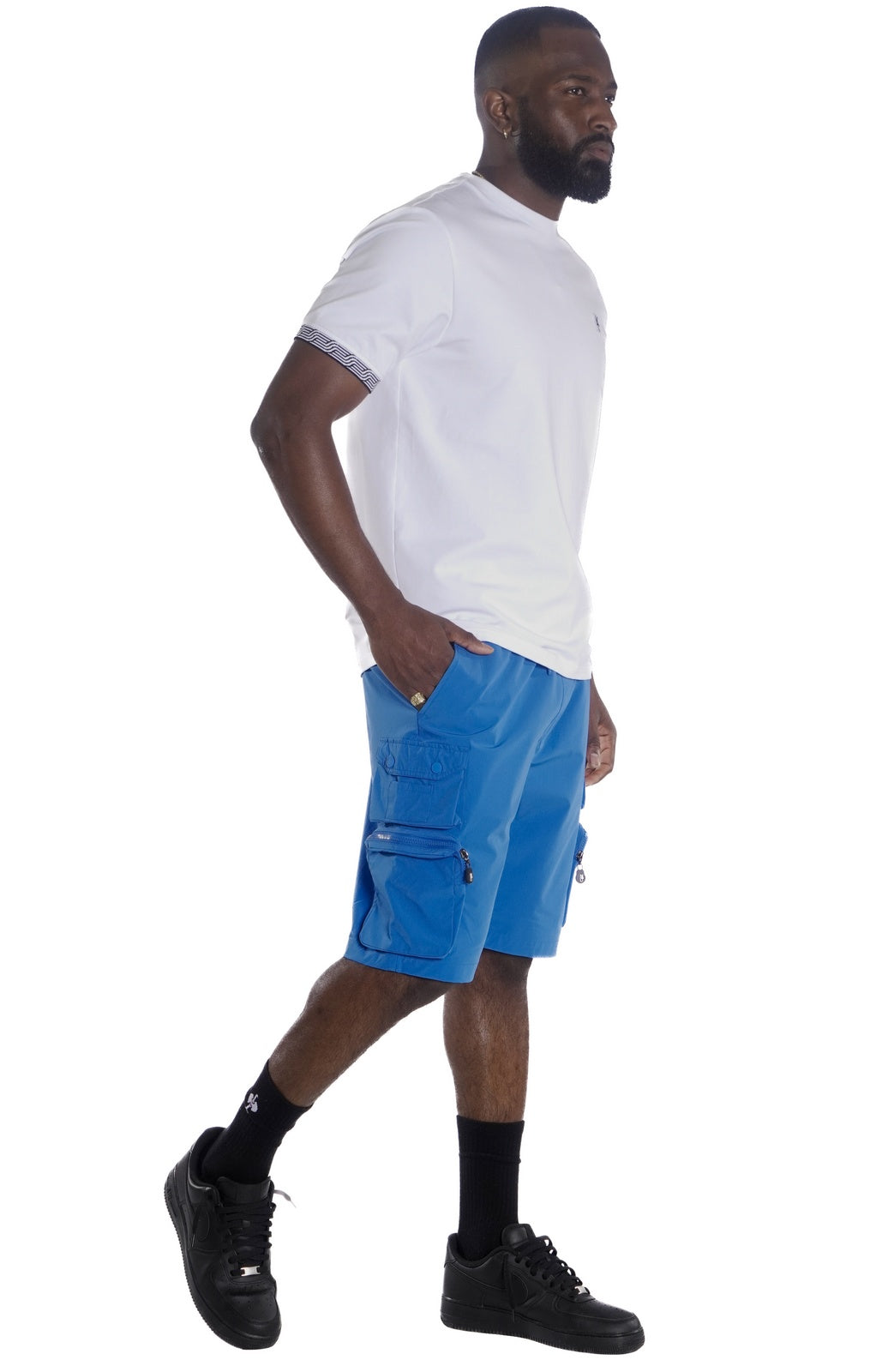 M633 Colton Nylon Spandex Cargo Shorts - Royal Blue