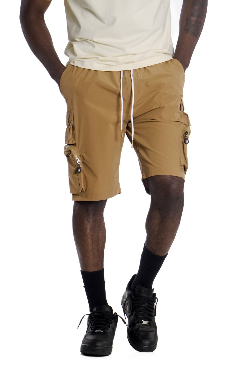 M633 Colton ọra Spandex Cargo Kukuru - Mocha