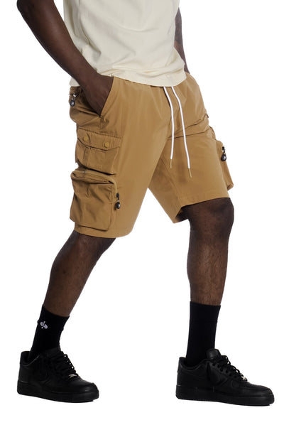 M633 Colton Nylon Spandex Cargo Shorts - Mocha