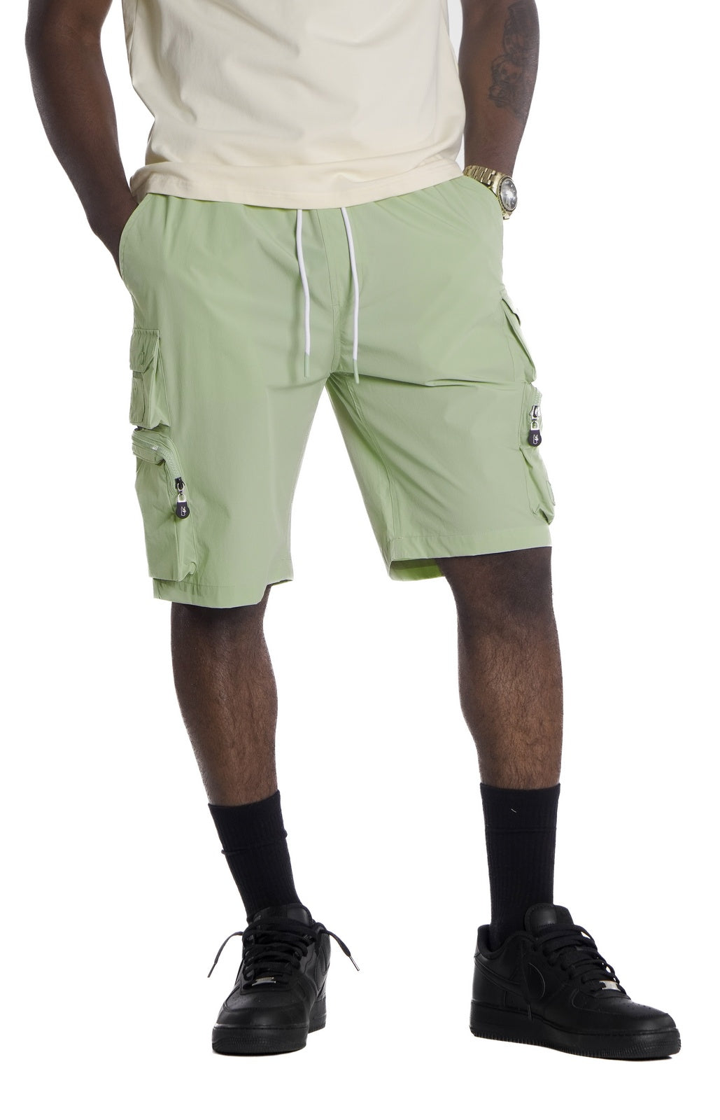 M633 Colton Nylon Spandex Cargo Shorts - Olive