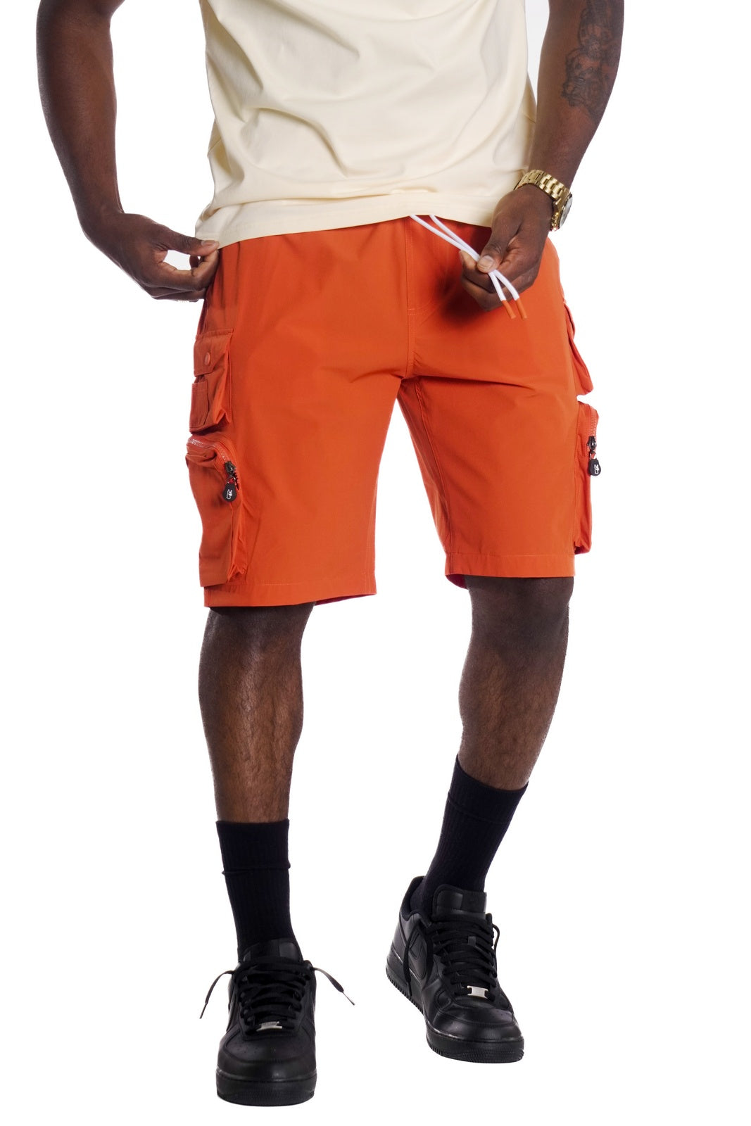 M633 Colton Nylon Spandex Cargo Shorts - Orange