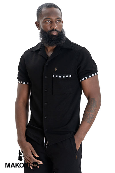 M863 Bianchi Jacquard Button Down - Black