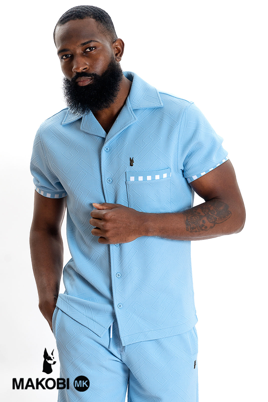 M863 Bianchi Jacquard Button Down - Blue