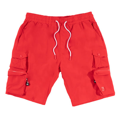 M633 Colton Nylon Spandex Cargo Shorts - Red