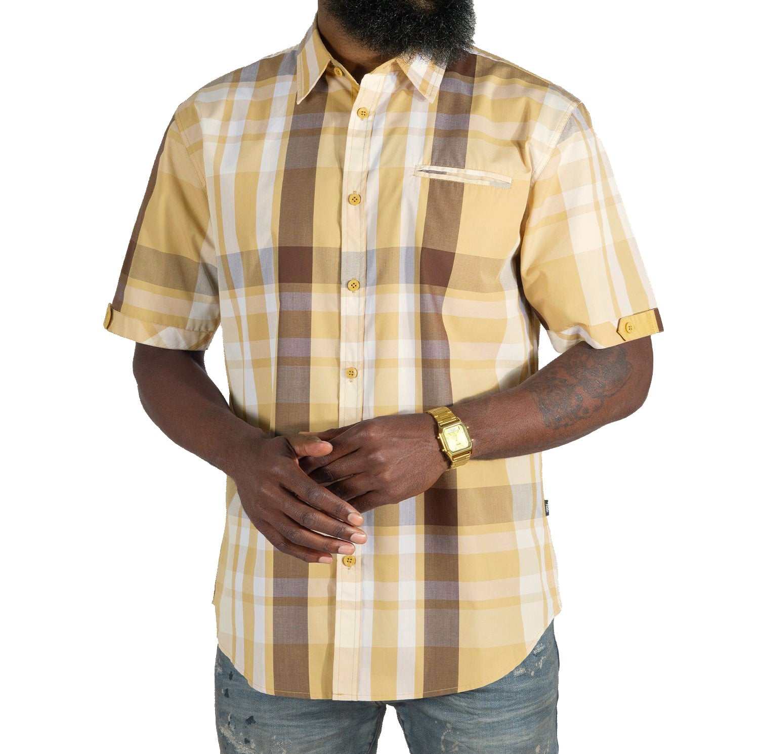 V846 Marco Plaid Shirt - Khaki