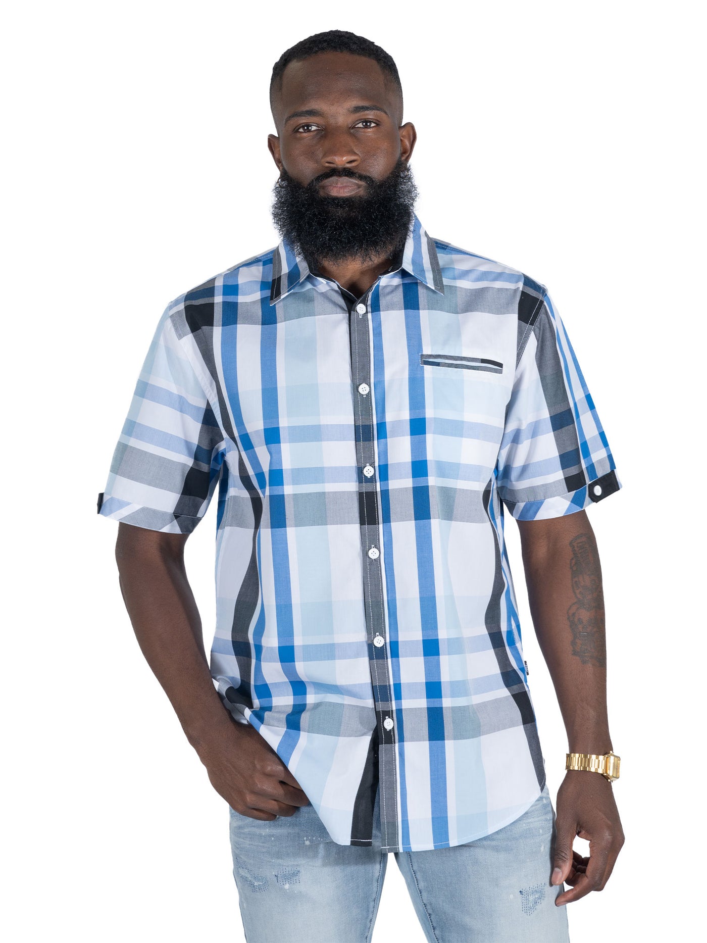 V846 Marco Plaid Shirt - White