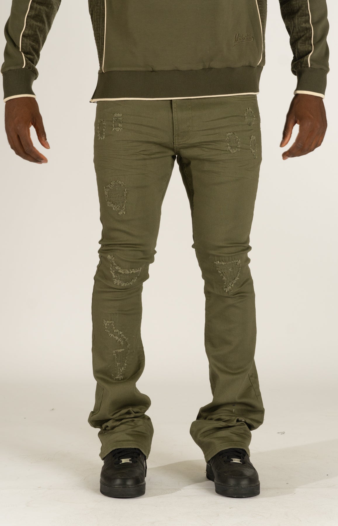 M1948 Benini Twill Stacked Jeans - Olive