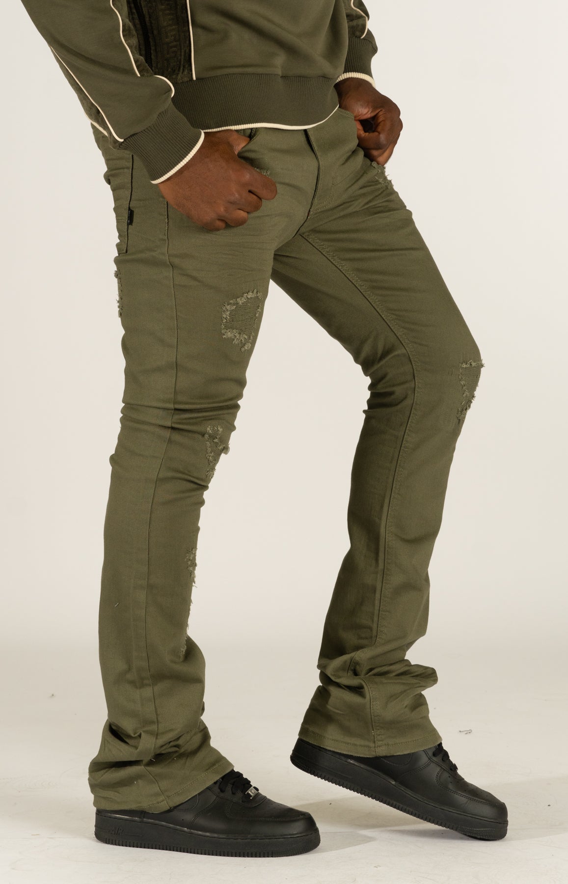 M1948 Benini Twill Stacked Jeans - Olive