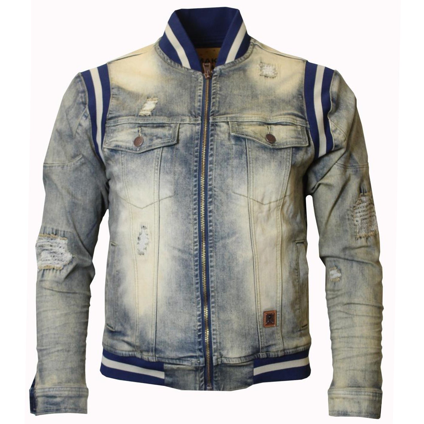 M1094 Drip Squad Varsity Denimu jaketi - dọti Wẹ