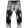 M1733 Biker Jeans With Bleach Spots - Black Wash