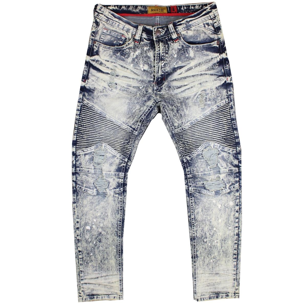 M1733 Biker Jeans With Bleach Spots - Vintage