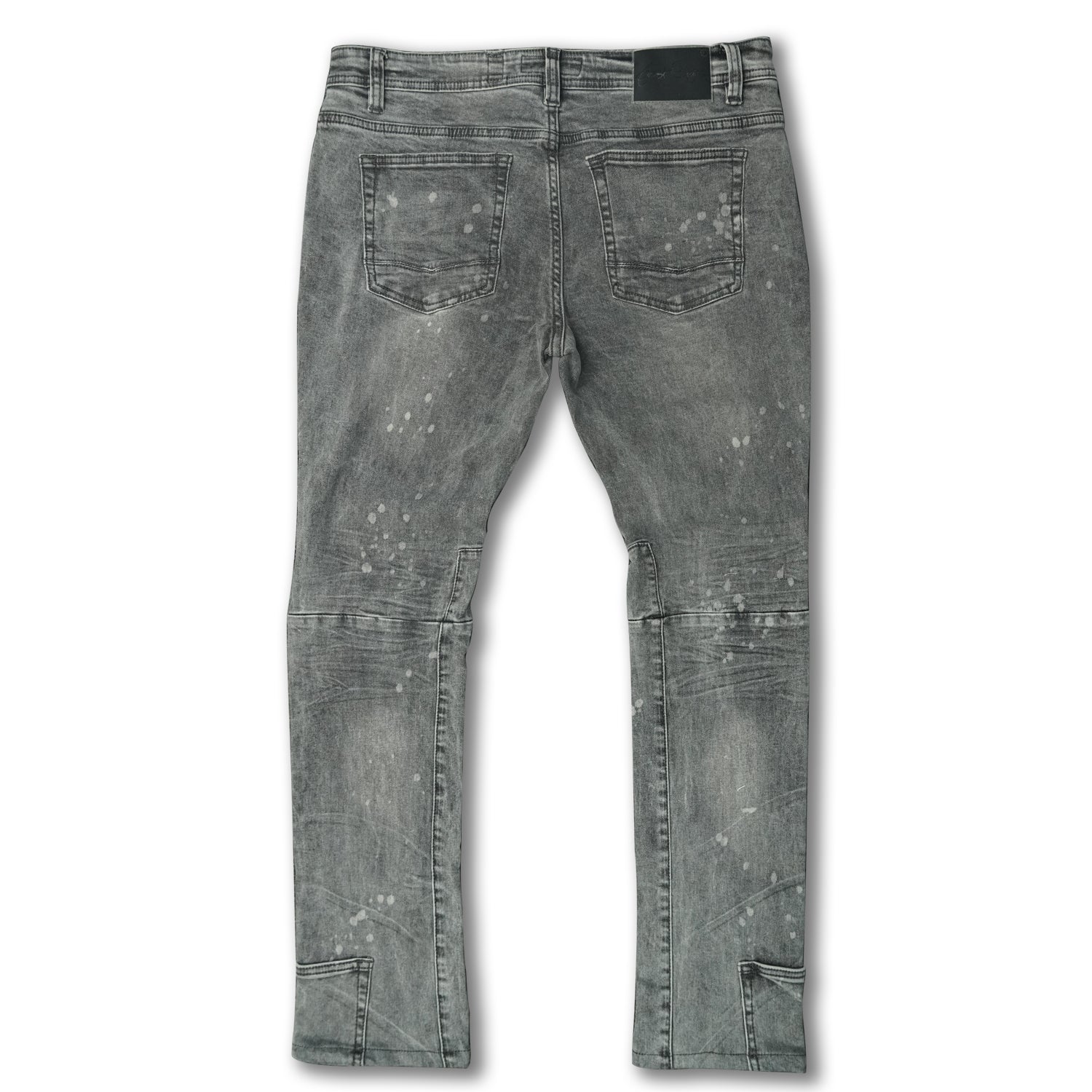 F1748A Shredded Biker Denimu sokoto w/ Isalẹ Ẹsẹ idalẹnu | 32-inch Inseam - Grey