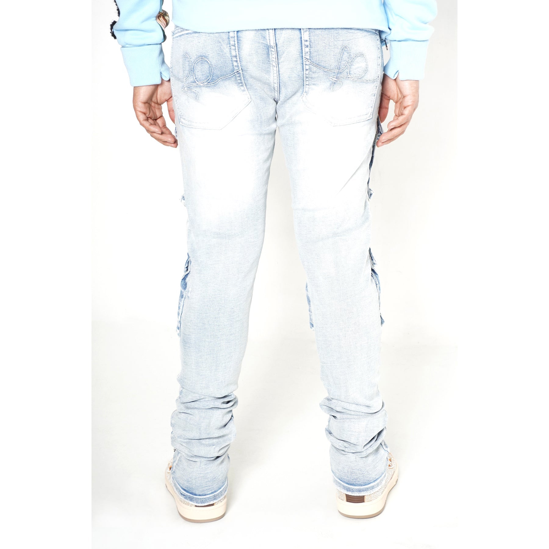 F1728 Ẹru Stack Jeans - Light Wẹ