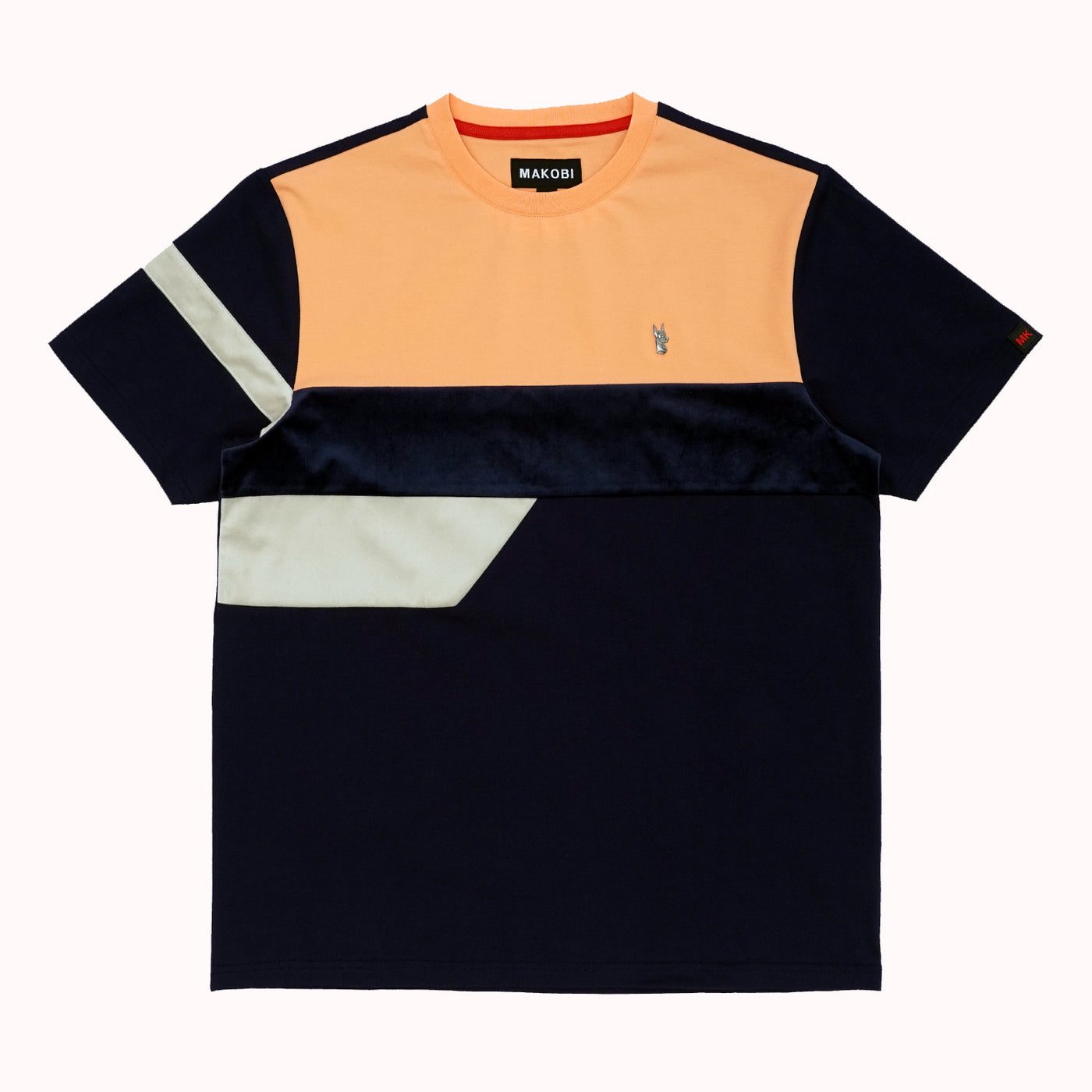 M204 Makobi Contrast Tee w/ velvet - Navy