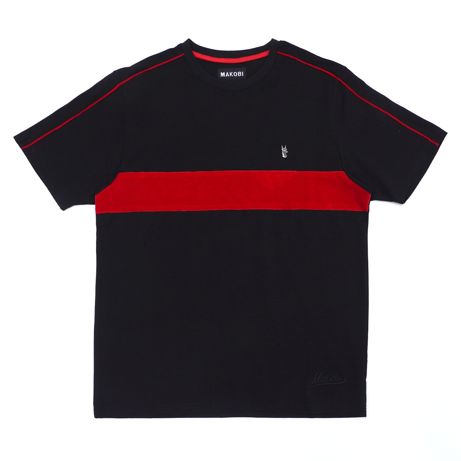 M308 Makobi Core Tee w/ Contrast Velvet- Black/Red