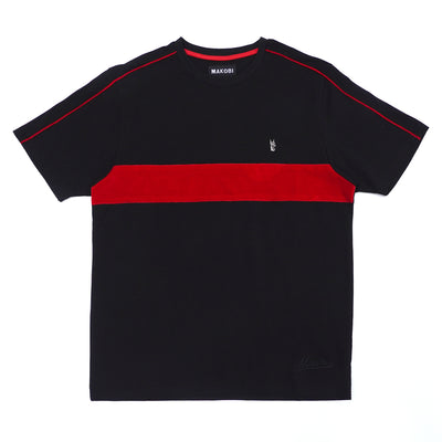 M308 Makobi Core Tee w/ Contrast Velvet- Black/Red