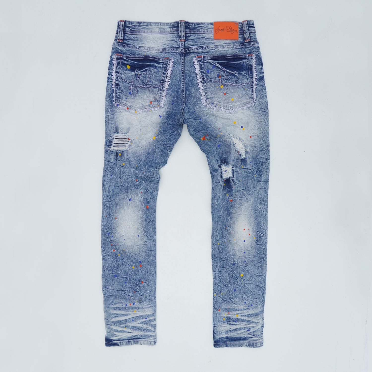 F1778 Frost Shredded Jeans w/ kun - Light Wẹ