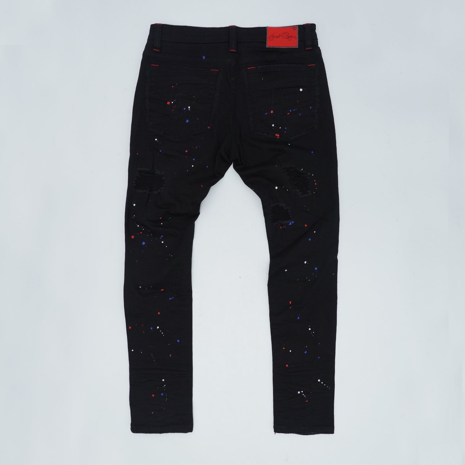 F1778  Frost Shredded Jeans w/ paint - Black