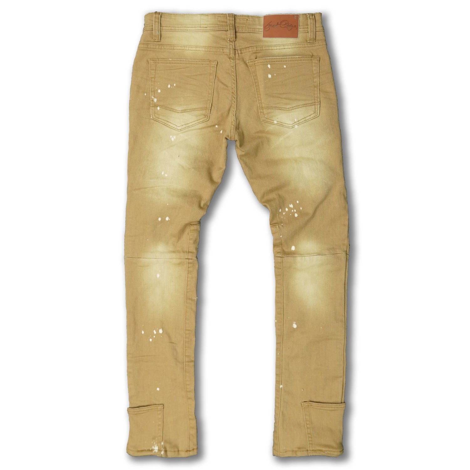 F1748A Shredded Biker Denimu sokoto w/ Isalẹ Ẹsẹ idalẹnu | 32-inch Inseam - Khaki