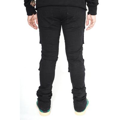 F1728 Ẹru Stack Jeans - Black / dudu