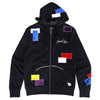 F5715 Frost Patchwork Zip Up Hoodie -  Black