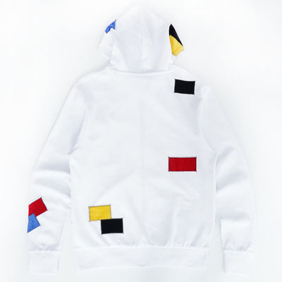 F5715 Frost Patchwork Zip Up Hoodie - White