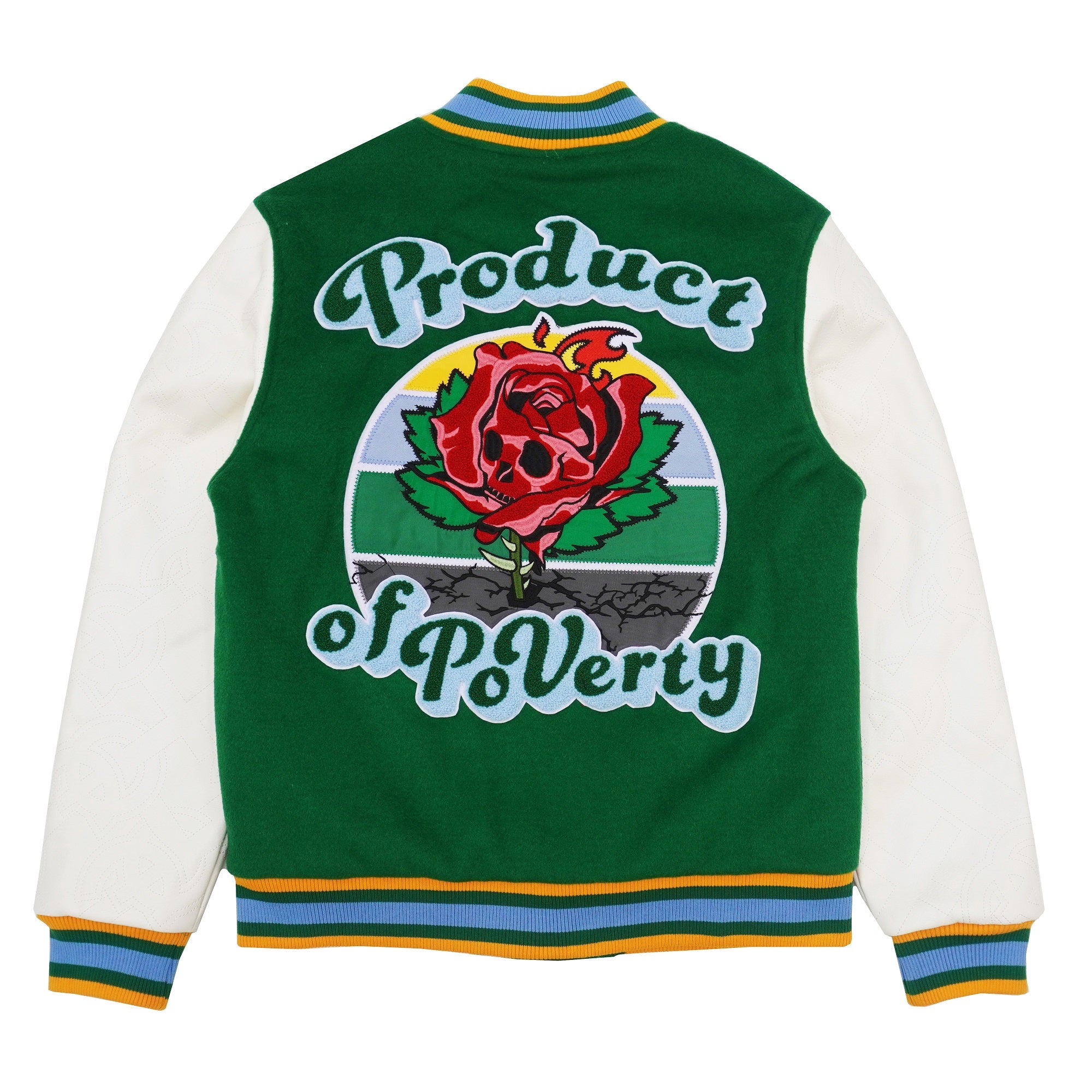 F1026 Product of Poverty Varsity Jacket - Green