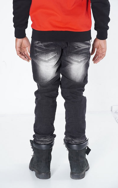 M1940 Naxos Biker Jeans- Black Wash/Red