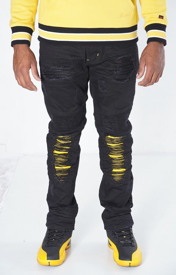 M1940 Naxos Biker Jeans - مشکی/زرد