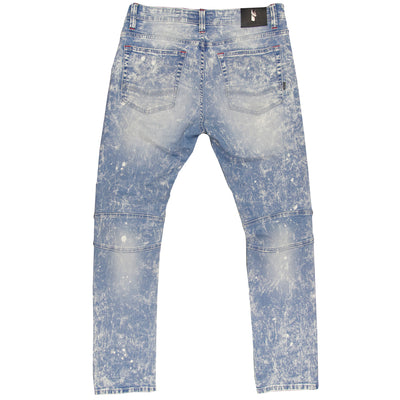 M1771 Makobi Petani Shredded Jeans Pẹlu Bleach Spots - Light Wẹ