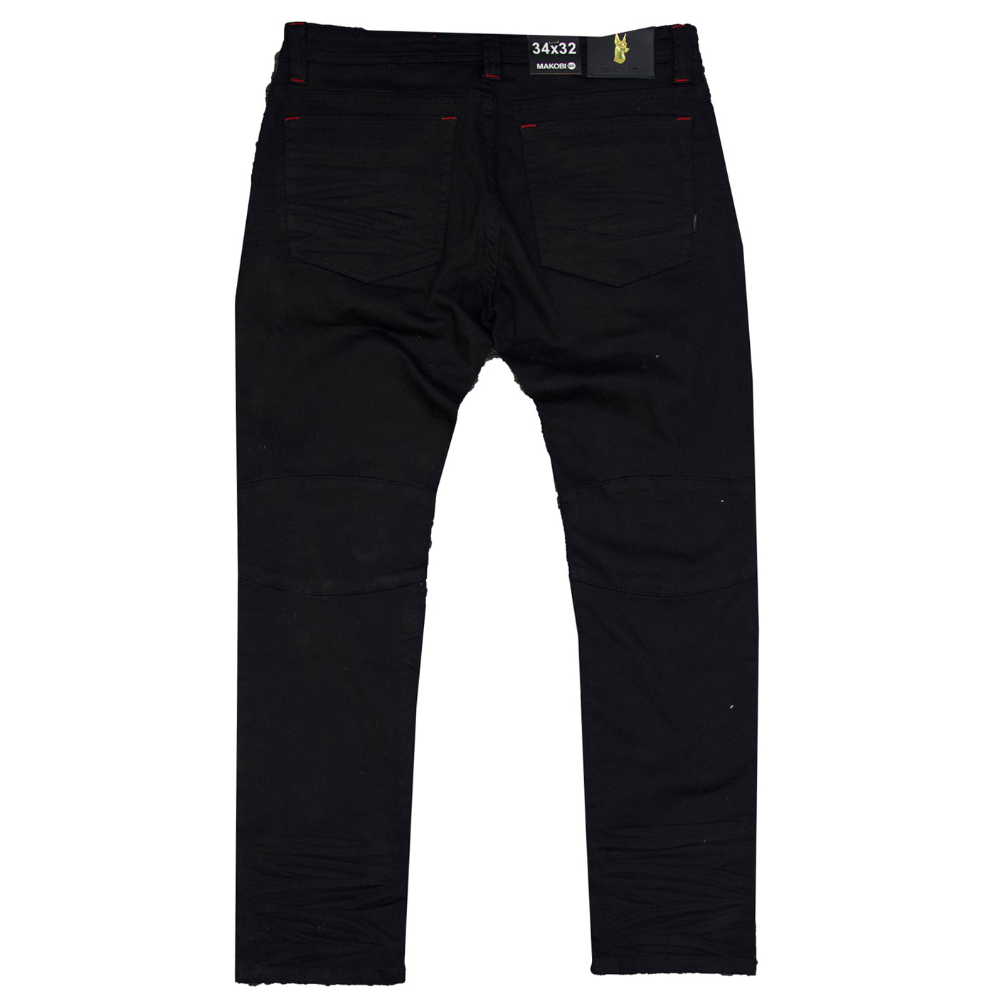 M1910 Makobi "Sanibel" Shredded Jean pẹlu ogbe - Black / Black