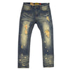 M1910 Makobi "Sanibel" Shredded Jean with Suede - Vintage Wash