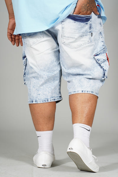 M936 - Makobi Denimu Cargo Shorts - Light Wẹ