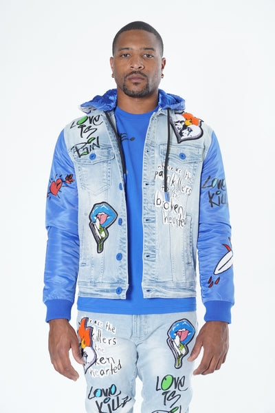 M1040 Love Kills Denim Jacket - Light wash