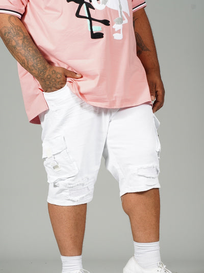 M936 - Makobi Denimu Cargo Shorts - White