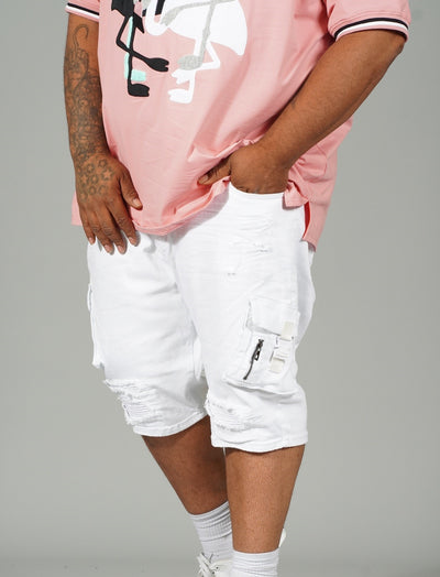 M936 - Makobi Denimu Cargo Shorts - White