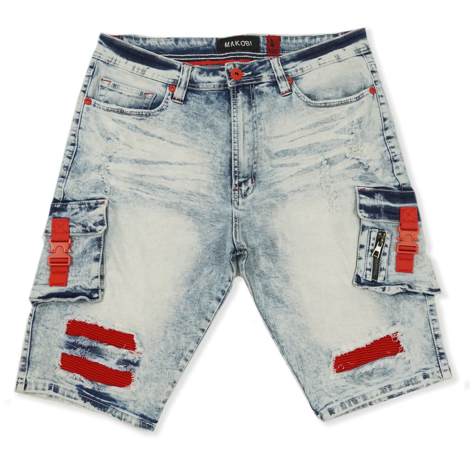 M936 - Makobi Denim Cargo Shorts - Light Wash