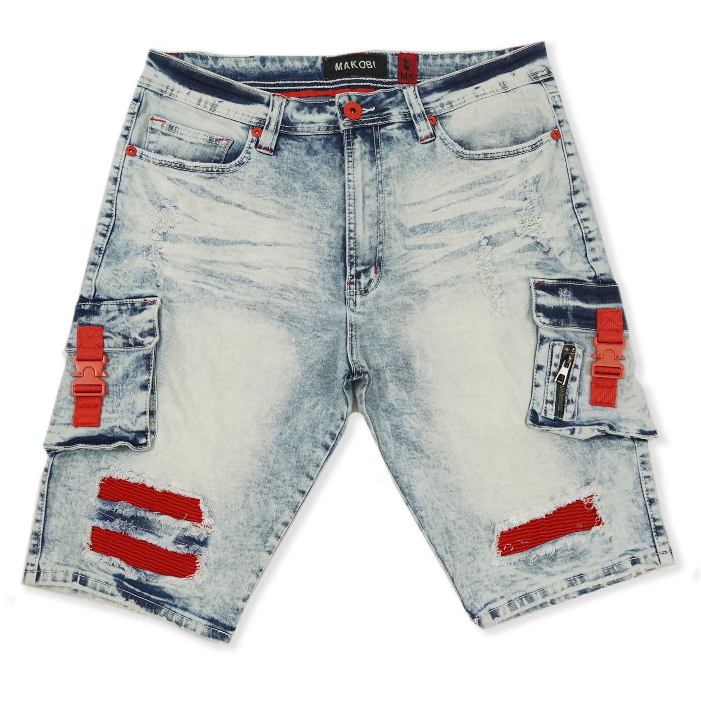 M936 - Makobi Denimu Cargo Shorts - Light Wẹ