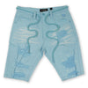 F622 Frost Shredded Denimu Kukuru - Light Blue