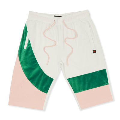 M673 Jacquard Suede Shorts - White Pink