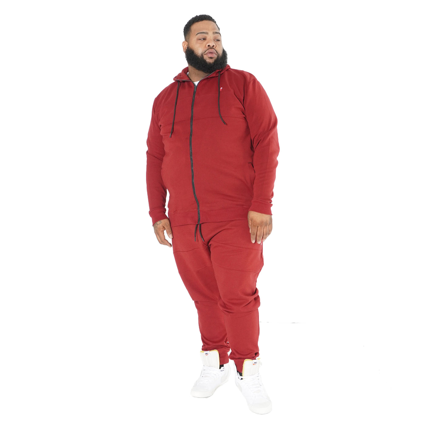 M3707 Tech Fleece Zip Up Hoodie Set - Burgundy