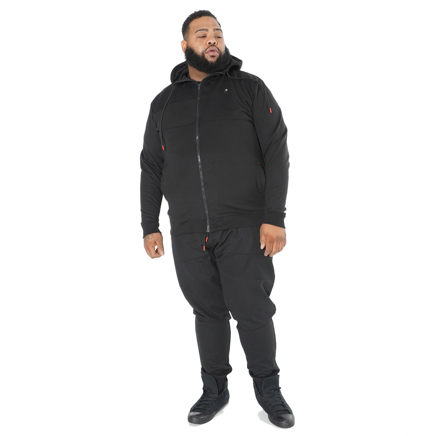 M3707 Tech Fleece Zip Up Hoodie Set - Black