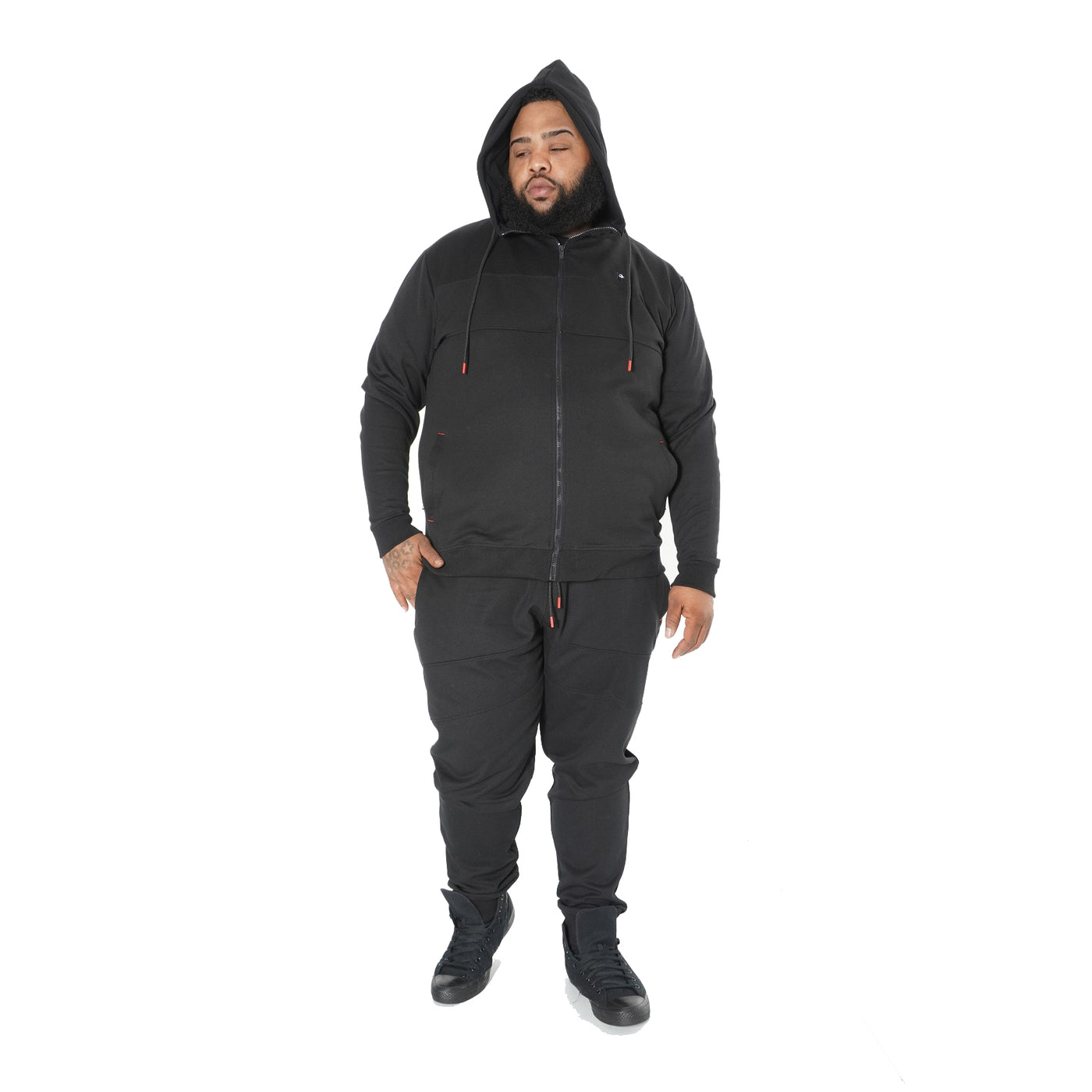 M3707 Tech Fleece Zip Up Hoodie Set - Black