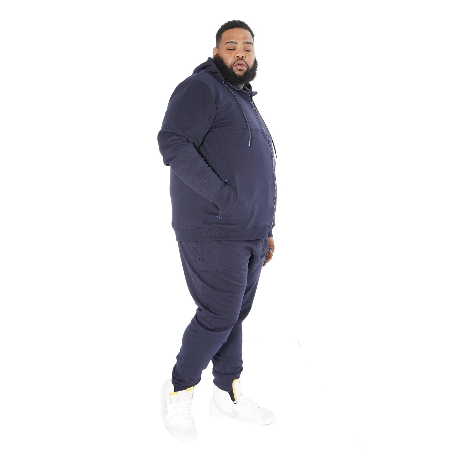 M3707 Tech Fleece Zip Up Hoodie Set - Navy