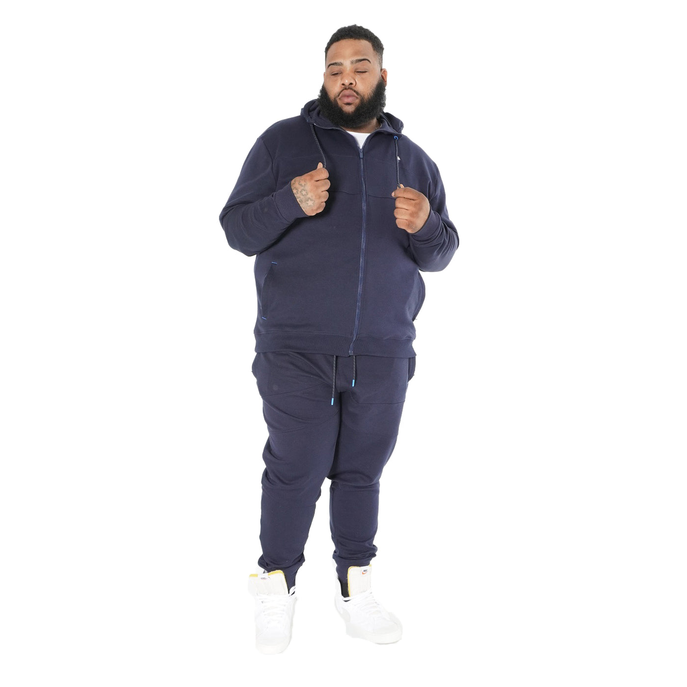 M3707 Tech Fleece Zip Up Hoodie Set - Navy